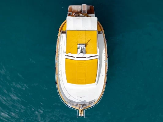 cinque terre liguria private sunset boat tour aerial view yellow deck