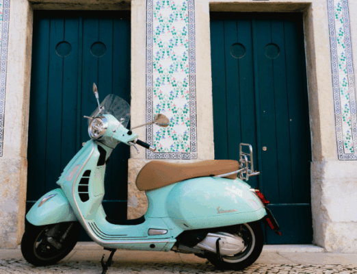 blue Vespa