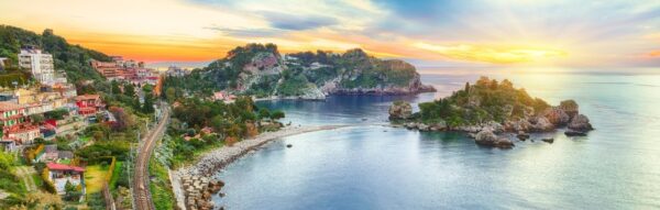 Taormina sunset view isola bella sicily